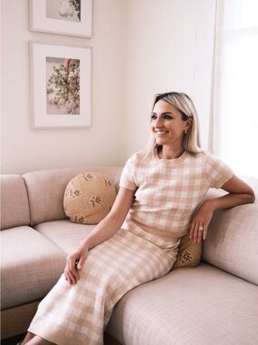 Masons Daughter Blush Gingham Knit Two-Piece Set